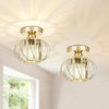 Modern Crystal Ceiling Light Fixture- Industrial 2 Pack Mini Semi Flush Mount Ceiling Lighting LED Crystal Chandeliers Fitting for Kitchen Hallway Dining Rooms Living Room - Gold