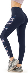 Women's High Waisted Gym Leggings - Full Color Printed Leggings, Non See Through Yoga Pants with Pockets