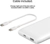 10000mAh power bank, USB-C Power Delivery fast charging portable charger with 18W USB-C and 12W USB-A ports, 10K travel battery pack for Samsung Galaxy, Pixel, iPhone, iPad, tablets – White