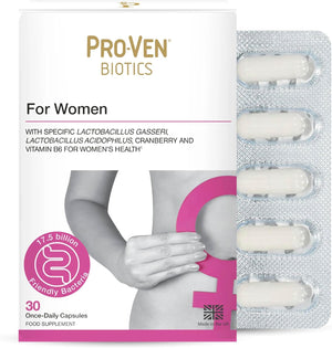 Pro-Ven Probiotics For Women 17.5 Billion CFU + Vitamin B6 Formulated for Vaginal Flora Lactobacillus and Bifidus with Cranberry Capsules - 30 Day Supply (Packaging May Vary)