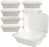 – Bagasse Clamshell Food Containers, Disposable Food Containers, Takeaway Boxes for Hot, Cold, Wet, & Oily Food, Unbleached Meal Prep Container, 450 ml, 1000-Pcs