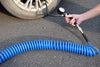 Air Compressor Hose Polyurethane Recoil 10m Long 6mm ID x 9.5mm OD with Bend Restrictor, 1/4" Europe Quick Coupler and Plug, Blue