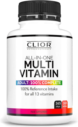 MultiVitamin x 365 (1 Year Supply) Includes 100% Vitamin D3 & Vitamin K2Tablets Plus 100% RDA Recommended UK/EU Adults Men & Women | Without Iron | Multi-Vitamins Supplement by  UK