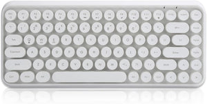 Wireless Bluetooth Keyboard, Portable 84-Key Typewriter Retro Round Keycaps Gaming Keyboard, Perfect for Home/School/Office/Travel(white)