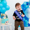 Birthday Decorations for Boys - Satin Sash, Holographic Badge, Award Ribbon Badge, Blue Sash for Kids Party Supplies
