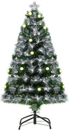 4ft White Light Artificial Christmas Tree w/ 130 LEDs Star Topper Tri-Base Full Bodied Seasonal Decoration Pre-Lit Home