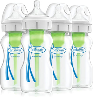 Anti-Colic Options+ Wide-Neck Baby Bottle, 9oz/270 ml, with Level 1 Teat, Pack of 4