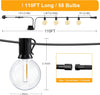 Outdoor String Lights Mains Powered,110FT/33M G40 Garden Festoon Lights with 56+2 Shatterproof G40 Plastic LED Edison Bulbs Waterproof for Outside Patio Gazebo Pergola Décor Wedding Cafe