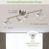 LED Ceiling Light Rotatable, 4 Way LED Ceiling Spotlight, Matt Nickel & Swivelling Design, Including 4 X 4W GU10 LED Bulbs (450LM, Cool White 6000K),for Kitchen, Living Room, Bedroom