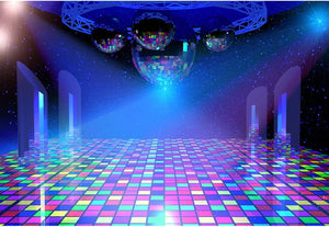 3x2m Disco Backdrop Neon Spotlight Stage Music Night Club Fever Dancers Ballroom Photography Background 70S 80S 90S Birthday Party Show Kids Adults Portrait Photo Studio Props Vinyl