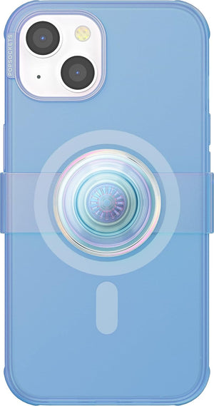 : PopCase PlantCore MagSafe - Plant-Based Phone Case IPhone 14 Plus With A Repositionable PopGrip Slide Phone Stand And Grip With A Swappable Top - Blue Opalescent