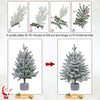 2ft/68cm Pre-lit Potted Flocked Tabletop Christmas Tree, Mini Snowy Frosted Artificial Spruce Xmas Tree with 35 Warm White LED Lights and 262 PE Branch Tips for Home Porch Decor