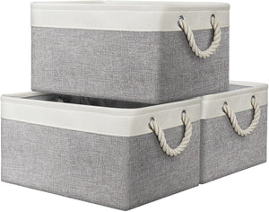 Large Storage Box, 3 Pcs Fabric Storage Basket with Handles, Waterproof Foldable, Storage Baskets Home Organizer for Toys, Clothes, Office Products and Other Sundries