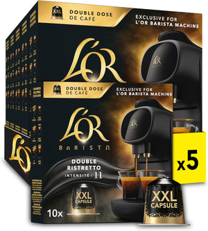 L’OR BARISTA Double Ristretto XXL Aluminium Medium Roast Coffee Capsules (5 X 10 Pods) Intensity 11