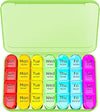 Weekly Pill Box Organiser, Small Pill Box 7 Day 4 Times A Day, Pill Organiser with 28 Copartments to Hold Plenty of Medication, Vitamins and Supplements - Green Case