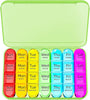 Weekly Pill Box Organiser, Small Pill Box 7 Day 4 Times A Day, Pill Organiser with 28 Copartments to Hold Plenty of Medication, Vitamins and Supplements - Green Case