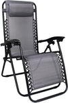 Garden | Zero Gravity Chair | Set of 1 | Heavy Duty Textoline | Outdoor & Garden Sunloungers | Reclining & Folding Chair with Headrest Pillow (Premium, Grey)