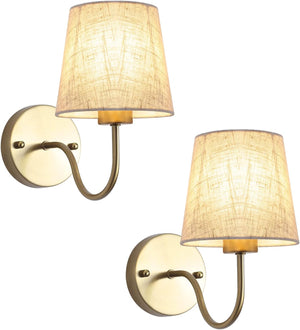 Set of 2 Gold Wall Lights for Living Room Bedrooms, Modern Wall Sconce Lights Indoor Wall Lighting Fixtures Vintage Wall Lamps for Bedside Bathroom Hallway, Without E27 Bulbs