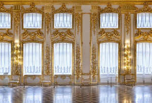 10x7ft Luxurious Palace Backdrop for Photography Retro European Aristocratic Castle Noble Royal Interior Golden Hall Photography Background Girls Adult Travel Portrait Photo Booth Studio Props