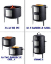 Charcoal BBQ Grill, Heavy Duty 3-in-1 Barbecue Smoker Grill for Garden Camping Outdoor Cooking and Grilling 89x56x43CM