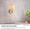 Tatum Decorative Contemporary Antique Brass E14 LED Compatible Wall Light with a Cream Fabric Drum Shade