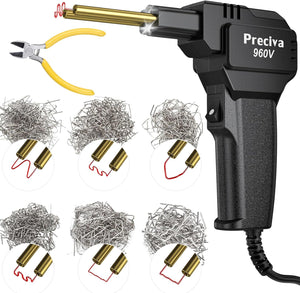 Plastic Welding Kit, 3s Instant Heating, 4 Shapes/600pcs Hot Staples,  50W Plastic Repair Kit, Brass Heating Core with Double Led Light, for Welding Broken Plastics, Car Bumper, etc