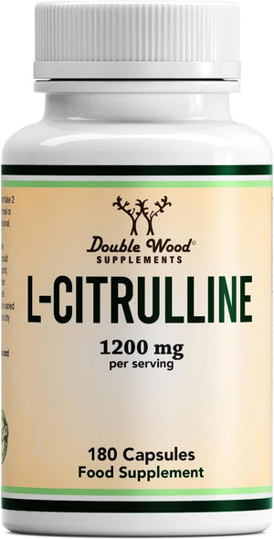 Double Wood L Citrulline | 180 L-Citrulline Capsules - 1200mg L Citrulline per Serving | Nitric Oxide Supplement | Non-GMO & Gluten Free | Manufactured in The UK