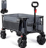 "Ultimate Festival Trolley Cart: Heavy Duty, Foldable with Detachable Big Wheels - Perfect for Outdoor Picnics, Shopping, and Beach Trips! (100Kg Capacity, Adjustable Handle, Grey)"