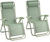 Zero Gravity Chairs Set of 2 - Reclining Sun Loungers for Garden - Textilene Folding Sunloungers with Detachable Headrest - Fold Away 2 Set Deck Chairs for Outdoor, Patio (Sage Green)