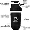 Tumbler: Protein Shaker Bottle, 700ml - Capsule Shape Mixing - Easy Clean Up - No Blending Ball or Whisk Needed - BPA Free - Mix & Drink Shakes, Smoothies, More - Matte Black/Black Logo