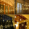 Christmas Star Window Lights Mains Powered Warm White 2M 138LED 12 Star Christmas Curtain Lights Connectable Icicle Fairy Lights Indoor Outdoor Decoration for Home Bedroom Garden Party Wedding