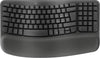 Wave Keys Wireless Ergonomic Keyboard with Cushioned Palm Rest - Graphite, QWERTY Italian Layout