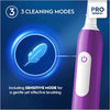 Pro Junior Kids Electric Toothbrush, 1 Toothbrush Head, 3 Modes with Kid-Friendly Sensitive Mode, for Ages 6+, 2 Pin UK Plug, Purple