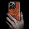 Magnetic Wood Case for iPhone 14 Pro Case [Hard Real Wood & Soft TPU] Shockproof Hybrid Protective Cover Unique & Classy Wooden Case Compatible with MagSafe (Viking Compass Vegvisir-Rosy)