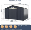 " Outdoor Metal Storage Shed - Spacious, Secure, and Weatherproof Garden Hut with Double Sliding Doors and Vents (11 X 8FT)"