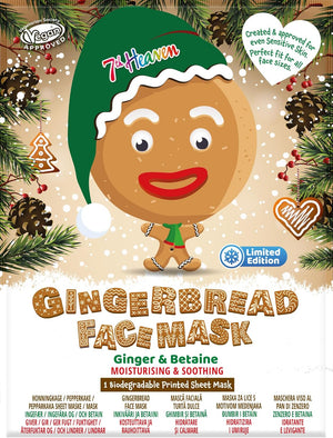 Gingerbread Face Mask – Face Mask Sheet with Ginger & Betaine – Sheet Mask to Moisturise & Soothe Skin - Limited Edition