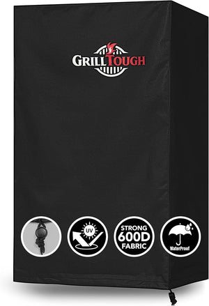 Heavy Duty BBQ Smoker Cover for Outdoor Grill – Waterproof, Weather Resistant, UV & Fade Resistant with Adjustable Straps – Gas Grill Cover for Weber, Charbroil (58L x 43W x 99H cm)