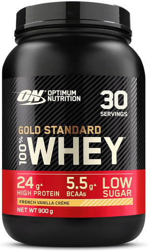 Gold Standard Whey Protein Powder Muscle Building Supplements With Glutamine and Amino Acids, French Vanilla Creme, 30 Servings, 900 g, Packaging May Vary, 891 - 908 g