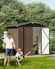 "Secure and Spacious Garden Storage Shed - Waterproof, Lockable, and Durable Metal Shed for Garden Tools, Equipment, and Bikes - 4X6 FT, Brown"