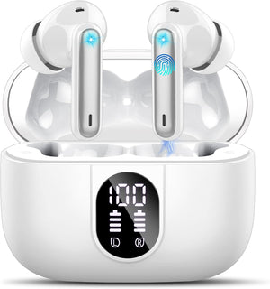 Wireless Earbuds, Wireless Headphones Bluetooth 5.3 Headphones In Ear with 4 ENC Noise Cancelling Mic, New 40H Bluetooth Earphones Mini Deep Bass Stereo Ear Buds, IP7 Waterproof, LED Display