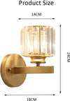 Modern Crystal Wall Light Sconce, E27 Gold Crystal Wall Lamp, Wall Lighting Fixtures for Bedside Bedroom Living Room Corridor Dining Room Hallway (Gold Round)