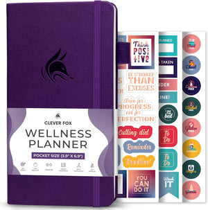 Wellness Journal – Pocket Size Weekly & Daily Health and Wellness Log, Food Journal & Meal Planner Diary for Calorie Counting, Notebook for Medical Condition Tracking – Purple