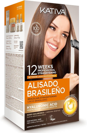 Brazilian Straightening Kit - Professional Straightening Treatment at Home - Up to 12 Weeks Lasting - Keratin Straightening - Vegetable Keratin - Formalin Free - Easy to Apply.