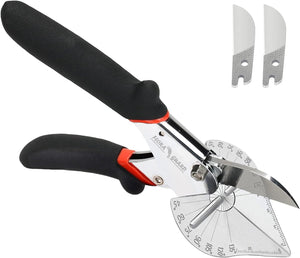 Miter Shears - 45 to 135 Degree Multi Angle Trim Cutter, Gasket Shear for Cutting Soft Wood, Plastic, PVC and More, Including 2 Spare Blades (JDJ)