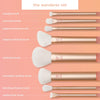 The Wanderer Make up Brush Kit, Premium and Professional 8 Midi-size Brush Set with Bag, Soft Bristles, Foundations, Powders, and Concealers, Gold