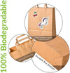 Paper Bags with Handles -250 Small Brown Paper Bags 7x9x3.5”-Perfect for Lunch, Takeaway, Grocery and Party use