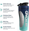 Insulated Metal Protein Shaker, Stainless Steel Supplement Bottle - BPA Free for Gym 735ml in Dark & Light Blue