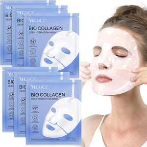 Collagen Face Mask, Deep Collagen Anti-Wrinkle Lifting Mask, Collagen Night Wrapping Mask, Boosts Elasticity & Hydrates, Deep Collagen Overnight Mask for Skin Care (6PCS)