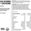 Hydro +Caffeine | Cola Flavour Electrolytes Tablets | Hydration Tablets with Zero Sugar & 75mg Caffeine, Gluten-Free | 20 Effervescent Tablets