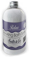 Lavender Soaking Bath Salts - Relax & Stress Free - Lavender, Peppermint & Lemongrass Essential Oils -  Aromatherapy Epsom Salts - 500g